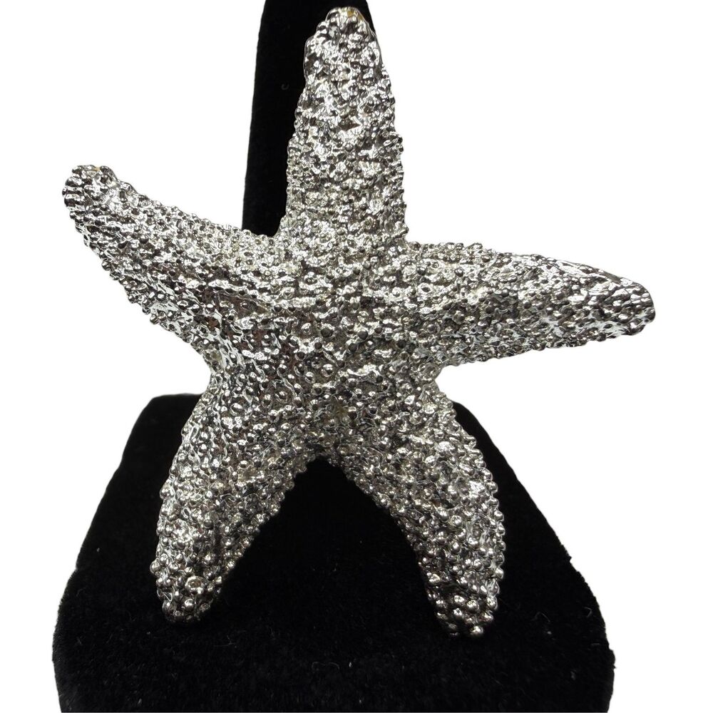 Silver Tone Starfish Brooch Pin Ocean Sea Life Nautical Fashion Jewelry 2"